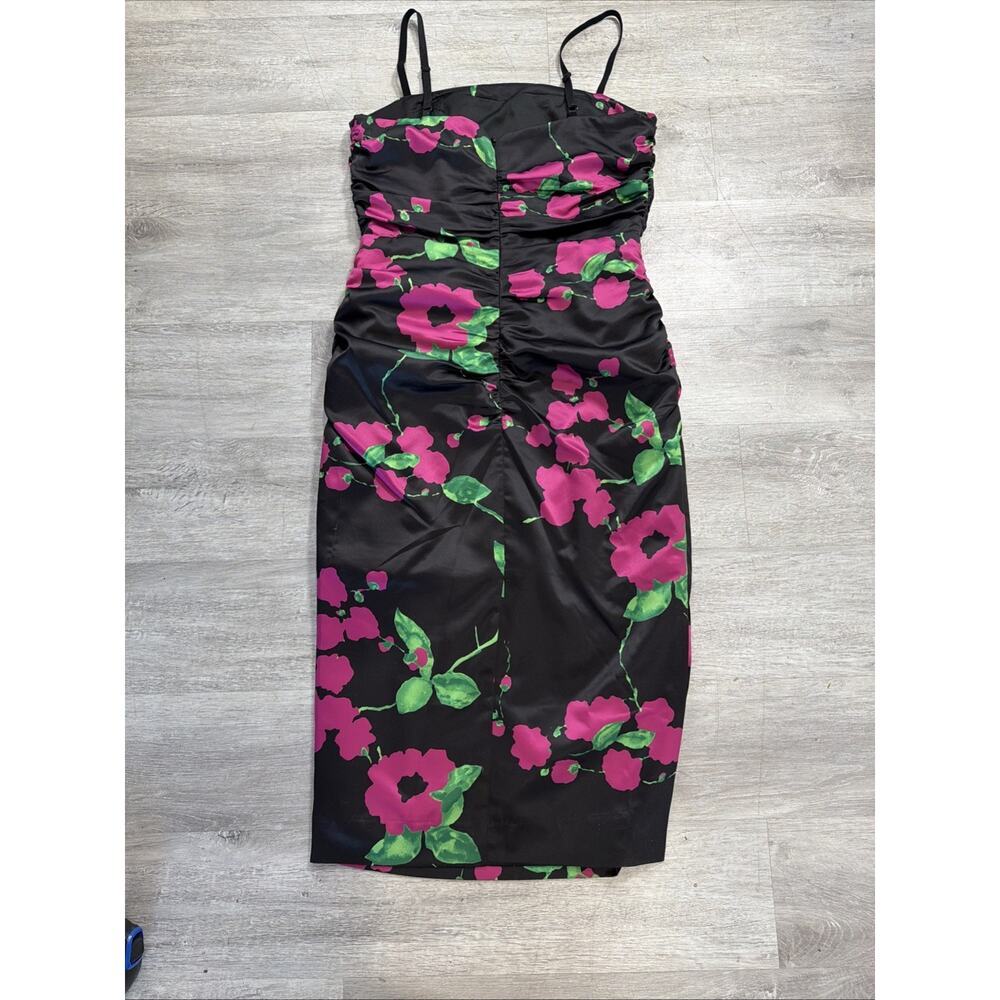 NWT Milly Stain Floral Midi Dress Strap Size 4 Slit, zip adjustable Straight nk - Picture 6 of 9